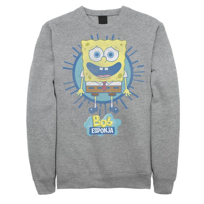 アニメ文字記号 レディース トップス ティーシャツ ズボン下 流汗 Licensed Character Men\u0027s Nickelodeon SpongeBob SquarePants Bob Rayspanish Sweatshirt Athletic Heather ギョリュウモドキ レディースファッション-Tシャツ・カットソー