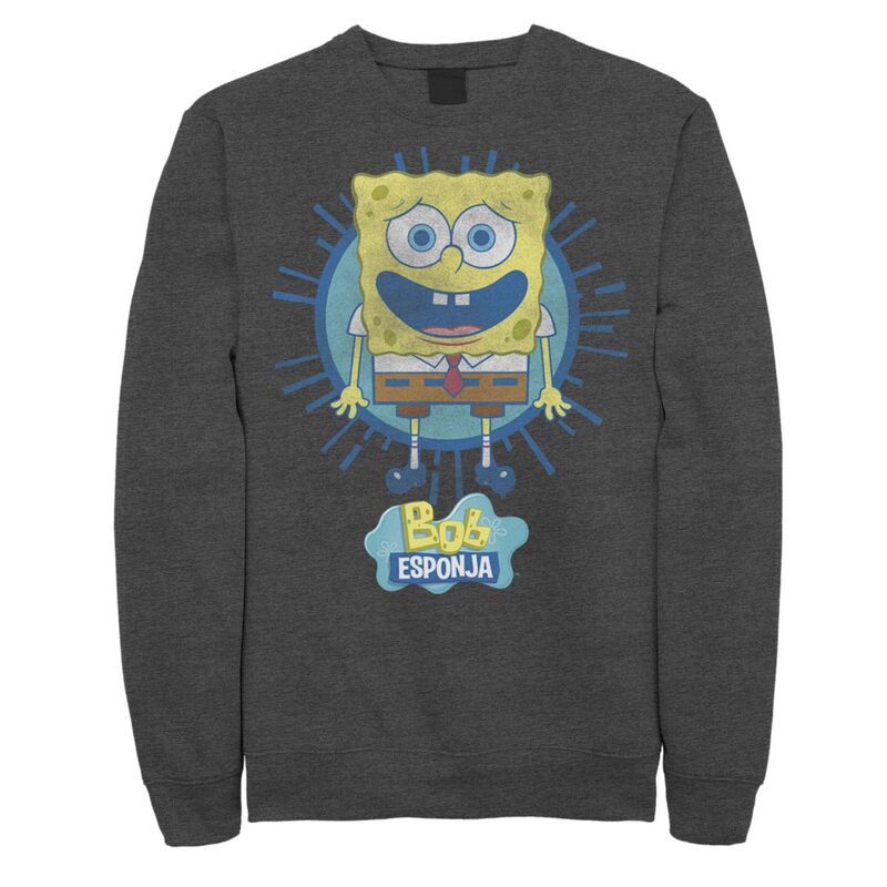 アニメ文字記号 レディース トップス ティーシャツ ズボン下 流汗 Licensed Character Men\u0027s Nickelodeon SpongeBob SquarePants Bob Rayspanish Sweatshirt Charcoal Heather 暗灰色 レディースファッション-Tシャツ・カットソー