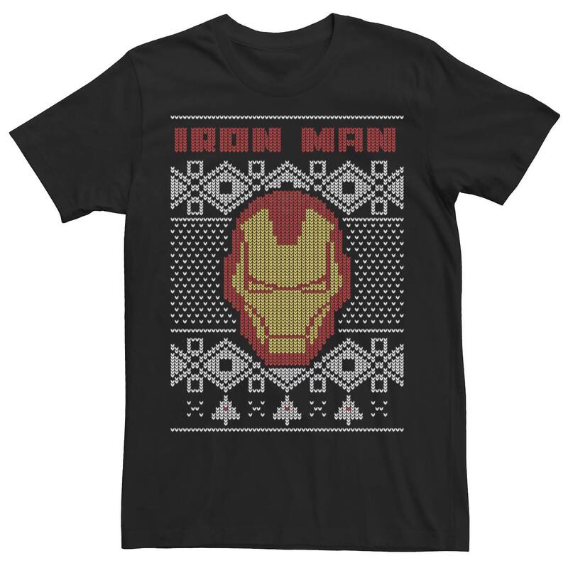 アニメキャラクター レディース トップス Tシャツ ニット ロゴ Licensed Character Men's Marvel Iron Man Knit Style Head Shot Logo Tee Black ブラック