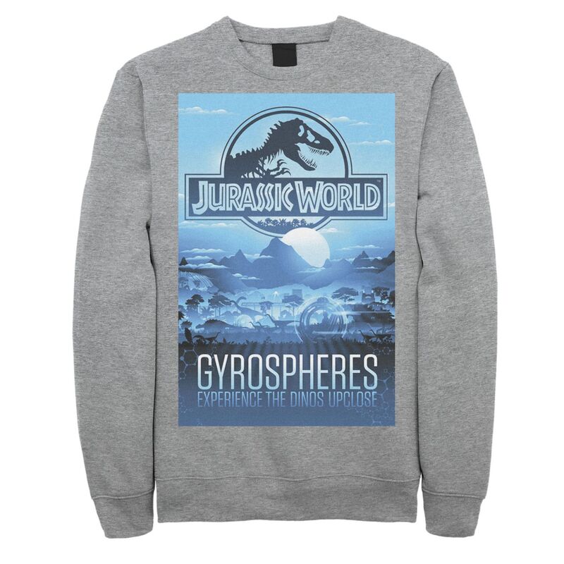 アニメキャラクター レディース トップス Tシャツ フリース グラフィック Licensed Character Men's Jurassic World Gyrospheres Tour Park Poster Graphic Fleece Pullover Athletic Heather ヘザー｜ReVida 店