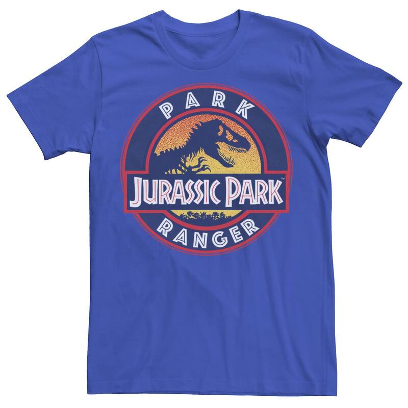 アニメキャラクター レディース トップス Tシャツ グラフィック Licensed Character Men's Jurassic Park Ranger Danger Orange Gradient Icon Graphic Tee Royal オレンジ