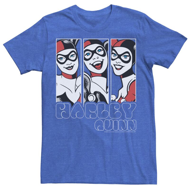 アニメキャラクター レディース トップス Tシャツ ヴィンテージ Licensed Character Men's Batman Harley Quinn Vintage Portrait Panel Tee Royal Hthr