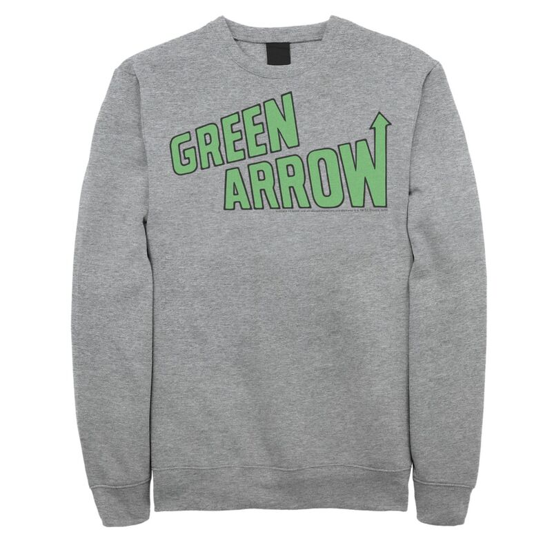 アニメ文字記号 レディース トップス プルオーバー 汗水 Licensed Character Men\u0027s DComics The Green Arrow Text Poster Sweatshirt Athletic Heather ギョリュウモドキ