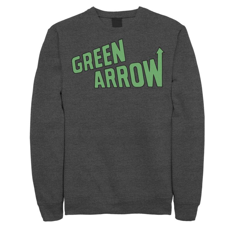アニメキャラクター レディース トップス Tシャツ スウェット Licensed Character Men's DComics The Green Arrow Text Poster Sweatshirt Charcoal Heather チャコール