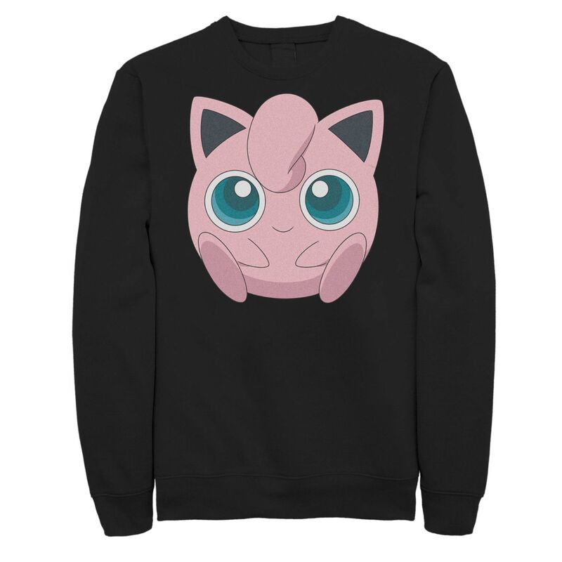 アニメ文字記号 レディース トップス プルオーバー スウェットール Licensed Character Big \u0026 Tall Pokemon Jigglypuff Big FaceSweatshirt Black 黒いこと