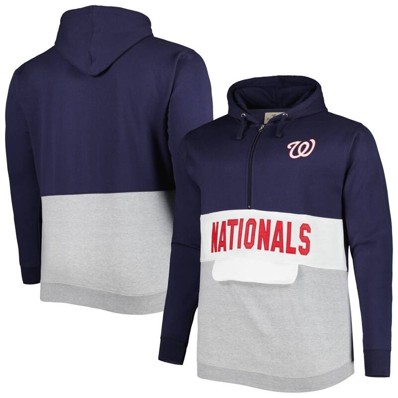 プロファイル レディース トップス Tシャツ トール フリース パーカー Profile Men Navy/White Washingtonationals Big \u0026 Tall Fleece Half-Zip Hoodie Nat Navy ネイビー