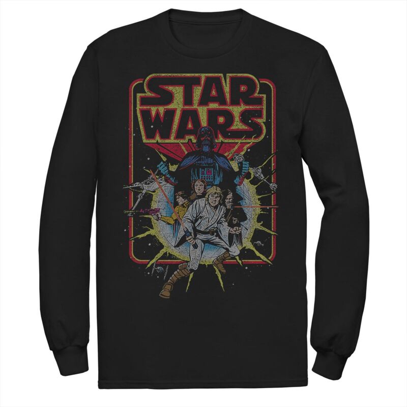 はやりっ児 ウォーズ レディース トップス プルオーバー スウェットール フリース Big \u0026 Tall Disney\u0027star Wars Old School Comicover Fleece Sweatshirt Black 黒いこと