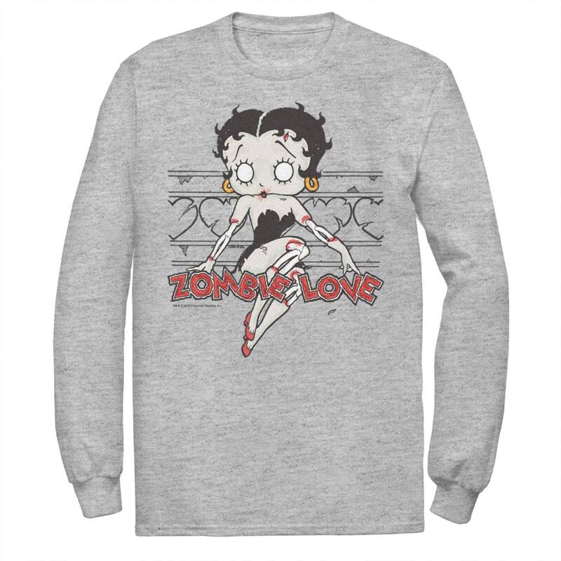 アニメキャラクター レディース トップス Tシャツ トール グラフィック Licensed Character Big & Tall Betty Boop Zombie Love Heart Barb Wire Long Sleeve Graphic Tee Athletic Heather ヘザー