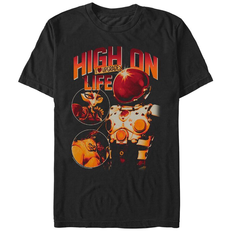 アニメキャラクター レディース トップス Tシャツ グラフィック Licensed Character Men's High On Life I Love Upgrades Graphic Tee Black ブラック