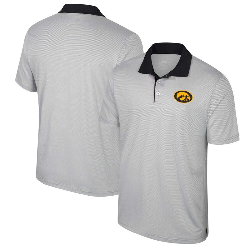 コロシアム レディース トップス Tシャツ ポロシャツ トール Men Colosseum Gray Iowa Hawkeyes Big \u0026 Tall Tuck Striped Polo Iwa Grey グレー