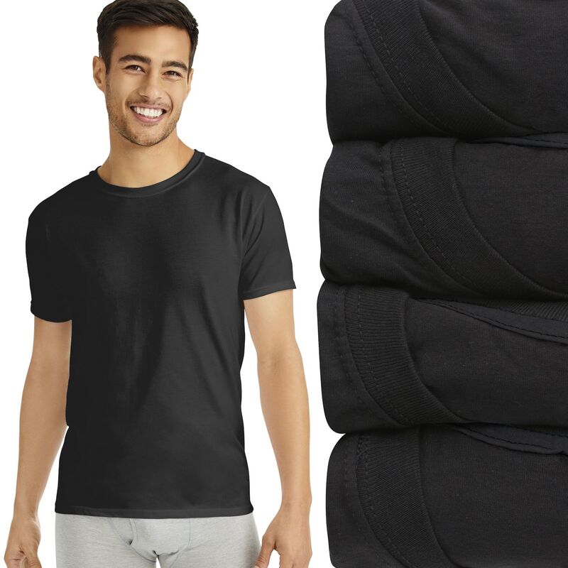 ヘインズ レディース トップス シャツ スリムフィット クルーネック Men's Hanes Ultimate 4-Pack Slim Fit Crewneck T-Shirt Undershirts Black ブラック