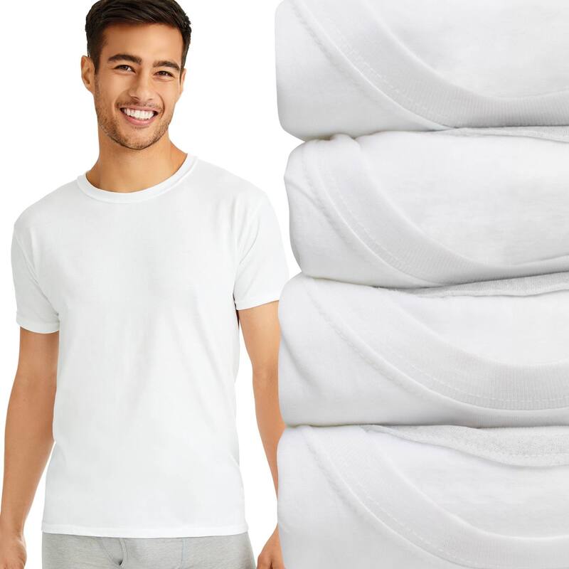ヘインズ レディース トップス シャツ スリムフィット クルーネック Men Hanes Ultimate 4-Pack Slim Fit Crewneck T-Shirt Undershirts White ホワイト