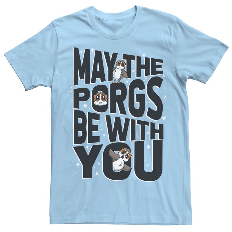 スター ウォーズ レディース トップス Tシャツ Men'star Wars May The Porgs Be With You May The 4th Cute Galaxy Tee Light Blue ブルー