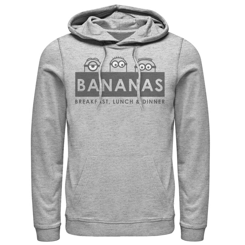 アニメキャラクター レディース トップス Tシャツ ミニ パーカー Licensed Character Men's Despicable Me Minions Bananas Meal Times Pullover Hoodie Athletic Heather ヘザー