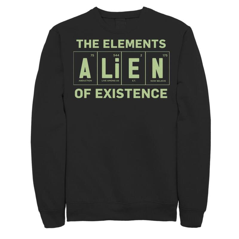 アニメ文字記号 レディース トップス プルオーバー フリース Licensed Character Men\u0027s Alien Elements of Existence Fleece Black 黒いこと