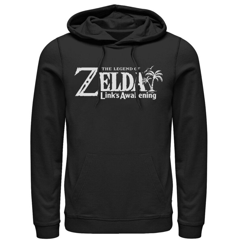 アニメキャラクター レディース トップス Tシャツ ロゴ パーカー グラフィック Licensed Character Men's Nintendo Legend Of Zelda Links Awakening Palm Tree Green Logo Graphic Hoodie Black ブラック