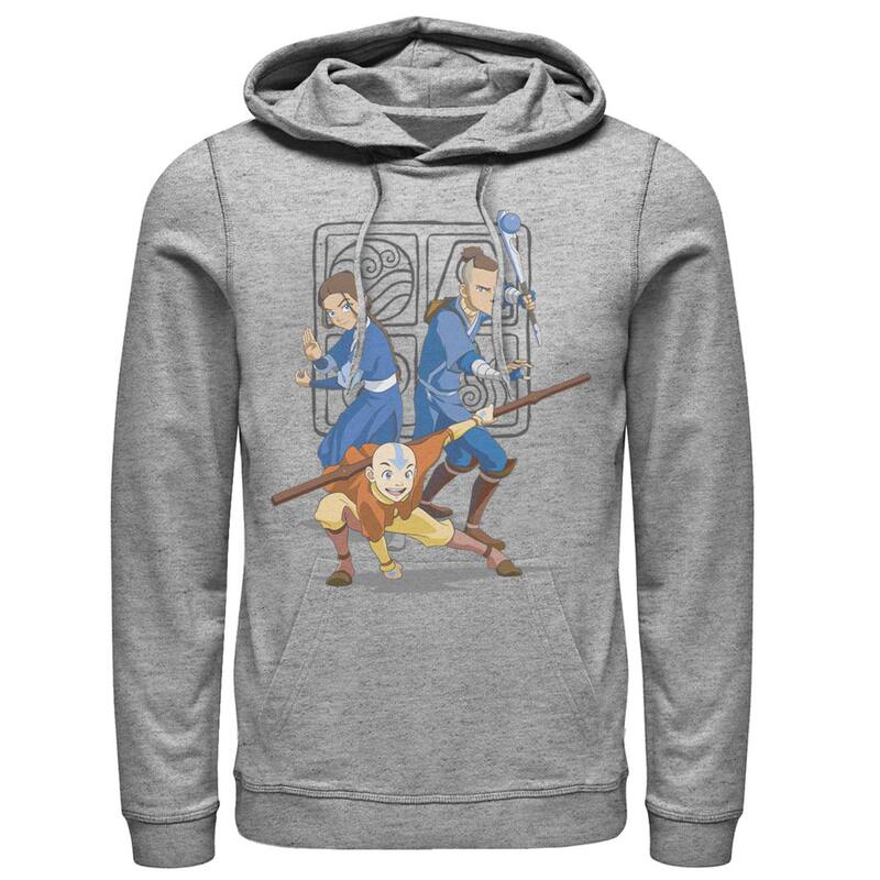 アニメ文字記号 レディース トップス プルオーバー パーカー Licensed Character Men\u0027s Nintendo Avatar The Last Airbender Main Cast Group Shot Hoodie Athletic Heather ギョリュウモドキ
