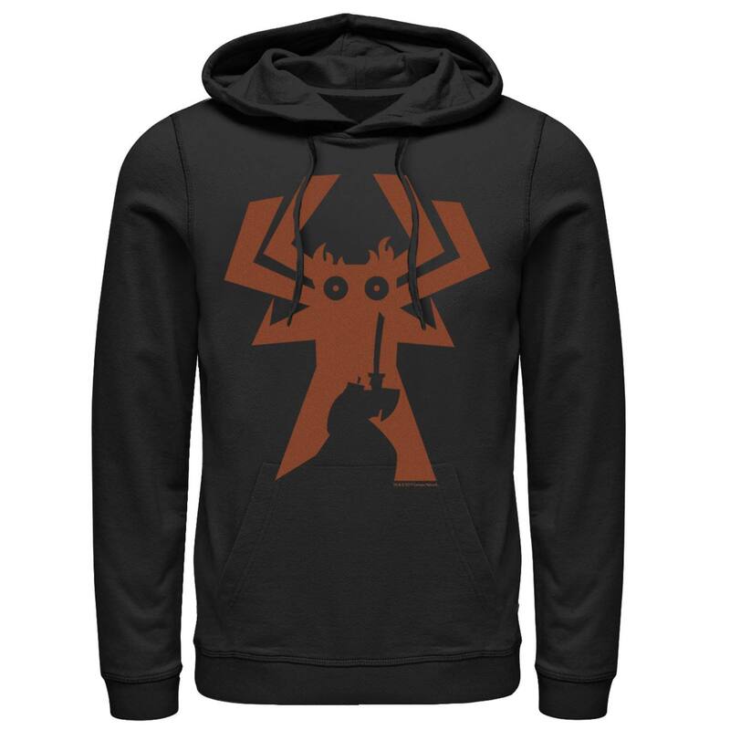 アニメキャラクター レディース トップス Tシャツ パーカー Licensed Character Men's Cartoonetwork Samurai Jack Faces Aku Silhouette Hoodie Black ブラック