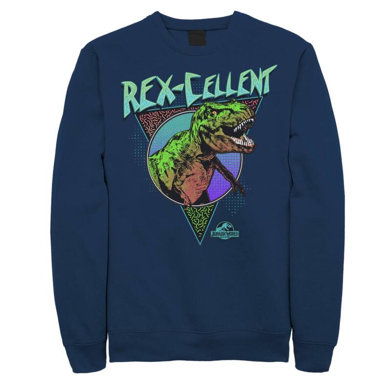アニメ文字記号 レディース トップス プルオーバー Licensed Character Men\u0027s Jurassic World Rex-Cellent Retro Colorsweashirt Navy 米国海軍