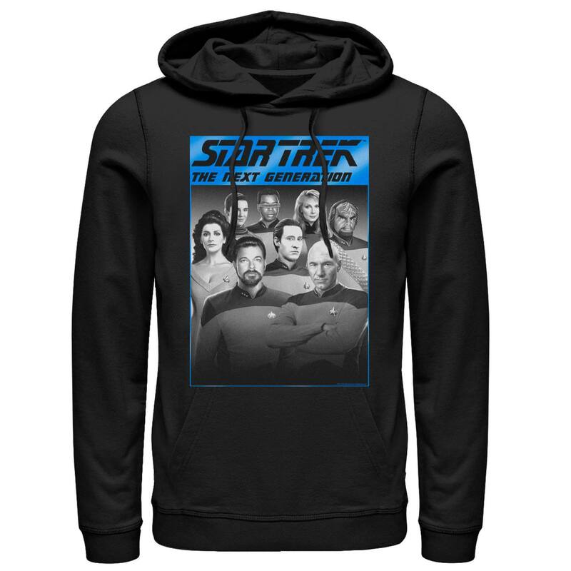 アニメキャラクター レディース トップス Tシャツ パーカー Licensed Character Men'star Trek Next Generation Group Shot Hoodie Black ブラック