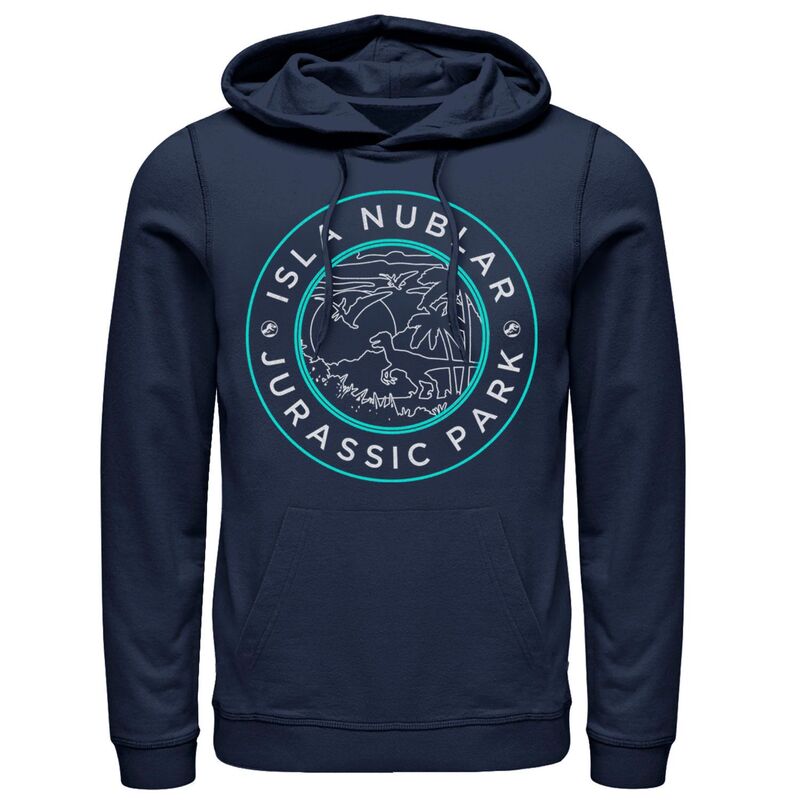アニメキャラクター レディース トップス Tシャツ パーカー Licensed Character Men's Jurassic Park Isla Nublar Badge Retro Hoodie Navy ネイビー