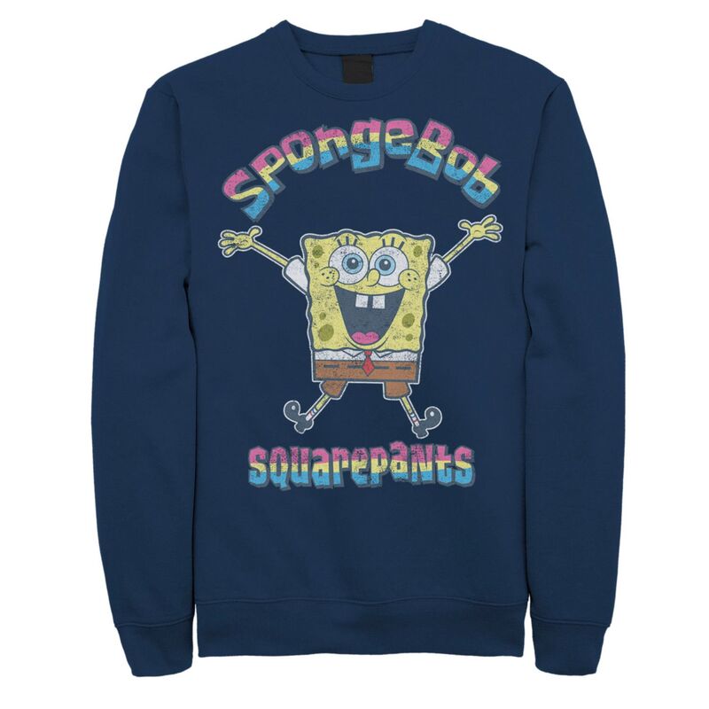 ニコロデオン レディース トップス プルオーバー ズボン下 流汗 ロゴタイプ Men\u0027s Nickelodeon SpongeBob SquarePants Rainbow Logo Sweatshirt Navy 米国海軍