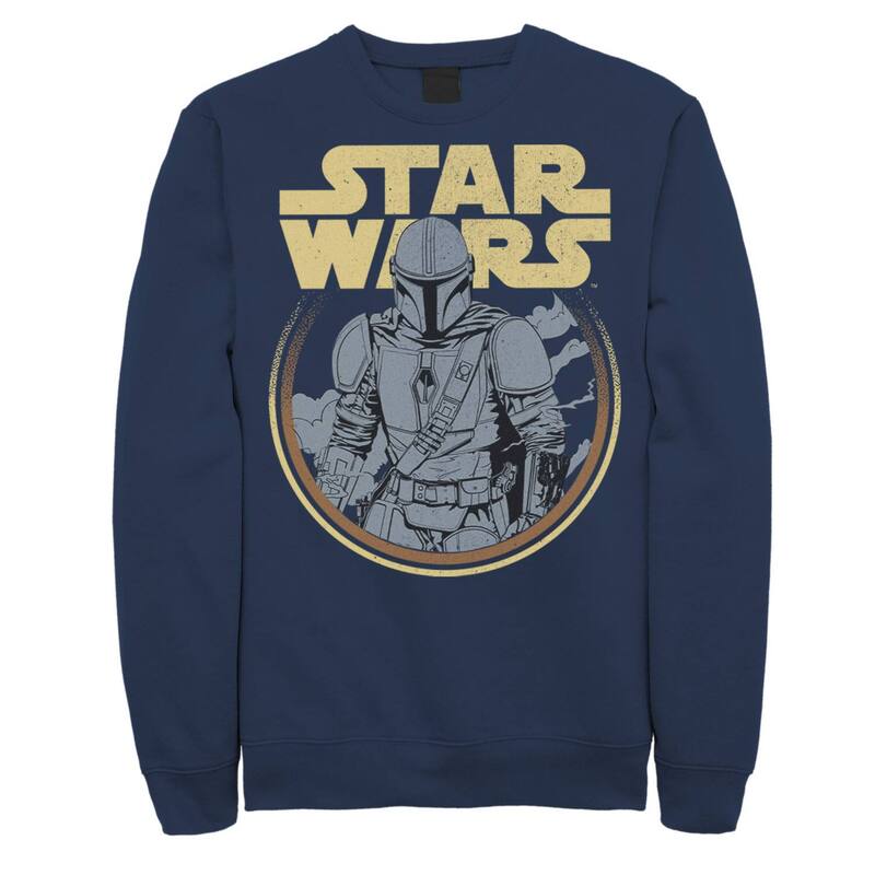 アニメ文字記号 レディース トップス プルオーバー 汗水 ロゴタイプ Licensed Character Men\u0027star Wars The Mandalorian Simple Logo Circle Portrait Sweatshirt Navy 米国海軍
