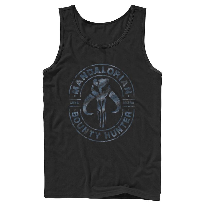 アニメキャラクター レディース トップス Tシャツ Licensed Character Men'star Wars The Mandalorian Bounty Hunter Stamp Tank Top Black ブラック
