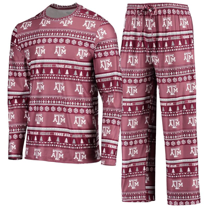 アンブランデッド レディース アンダーウェア ナイトウェア パンツ Tシャツ セーター シャツ Unbranded Men's Conceptsport Maroon Texas A&M Aggies Ugly Sweater Long Sleeve T-Shirt and Pantsleep Setam Red レッド