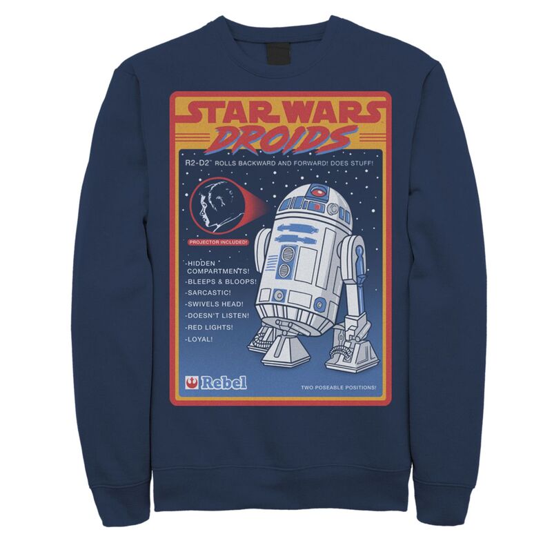 アニメキャラクター レディース トップス Tシャツ スウェット Licensed Character Men'star Wars Droids R2-D2 Advertisement Poster Sweatshirt Navy ネイビー
