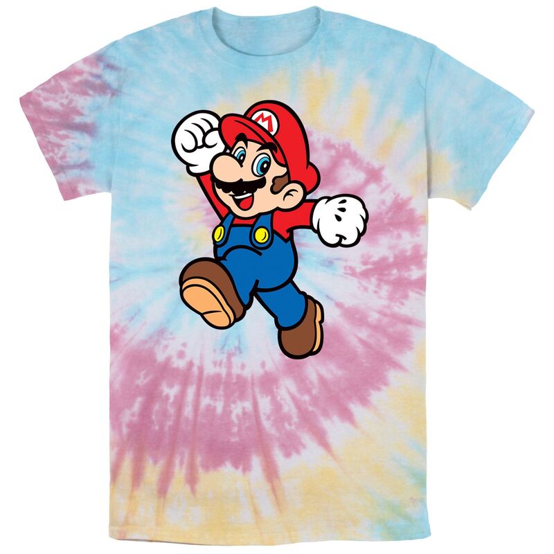 アニメキャラクター レディース トップス Tシャツ Licensed Character Men's Nintendo Mario Super Pose Tee Blue Pink Light Yellow ブルー