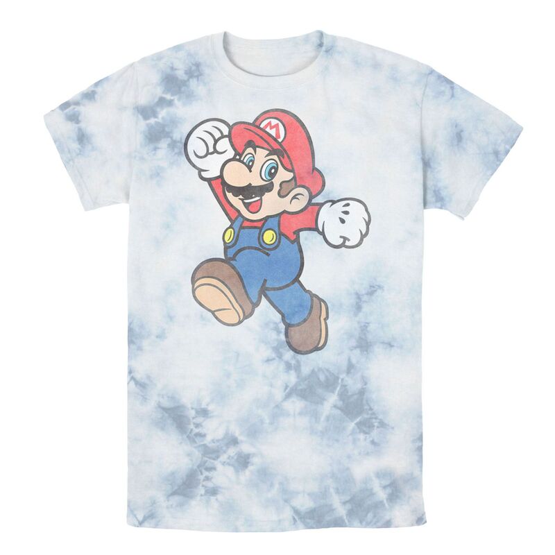 アニメキャラクター レディース トップス Tシャツ Licensed Character Men's Nintendo Mario Super Pose Tee White Blue ホワイト