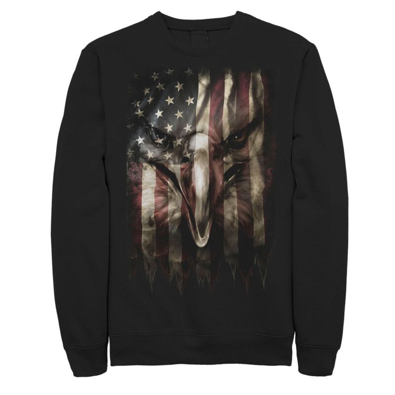 アンブランデッド レディース トップス Tシャツ スウェット Unbranded Men's Bald Eagle Face In Flag Sweatshirt Black ブラック｜ReVida 店