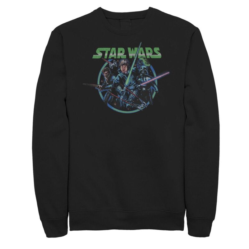 アニメ文字記号 レディース トップス プルオーバー スウェットール Licensed Character Big \u0026 Tall Star Wars Retro Group Sweatshirt Black 黒いこと