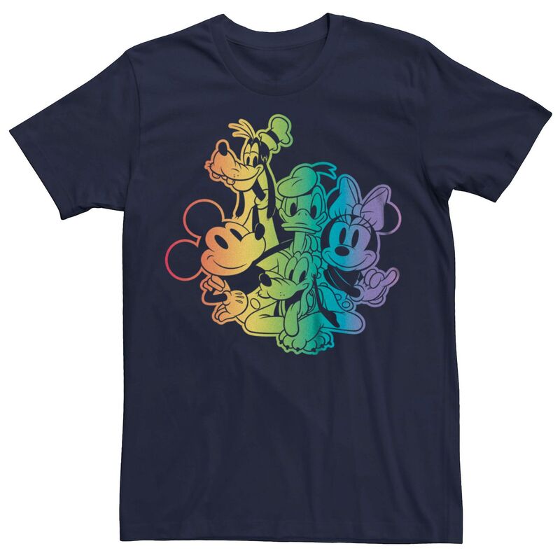 ディズニー レディース トップス Tシャツ Disney Mickey Mouse Men's And Friends Rainbow Group Shotee Navy ネイビー