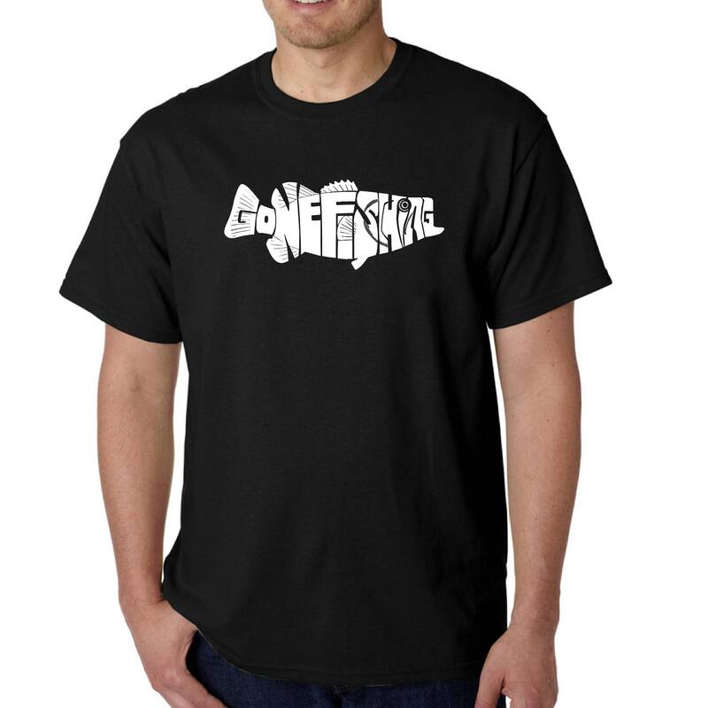 エルエーポップアート レディース トップス Tシャツ LA Pop Art Bass - Gone Fishing - Men's Word Art-shirt Black ブラック|ReVida 店