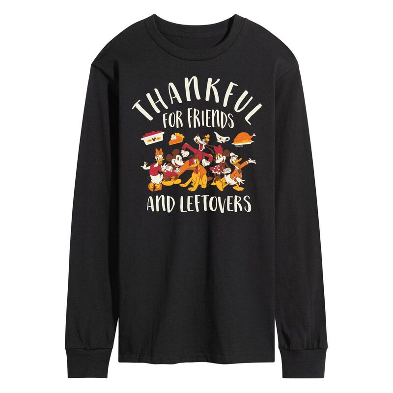 ディズニー レディース トップス Tシャツ グラフィック Disney's Mickey Mouse & Friends Men's Thankful For Friends And Leftovers Long Sleeve Graphic Tee Black ブラック 7,585円