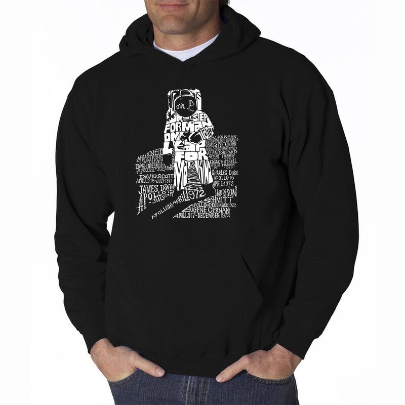 エルエーポップアート レディース トップス プルオーバー 流汗 天使の都市 Pop Art Astronaut - Mens Word Art Hooded Sweatshirt Black 黒いこと