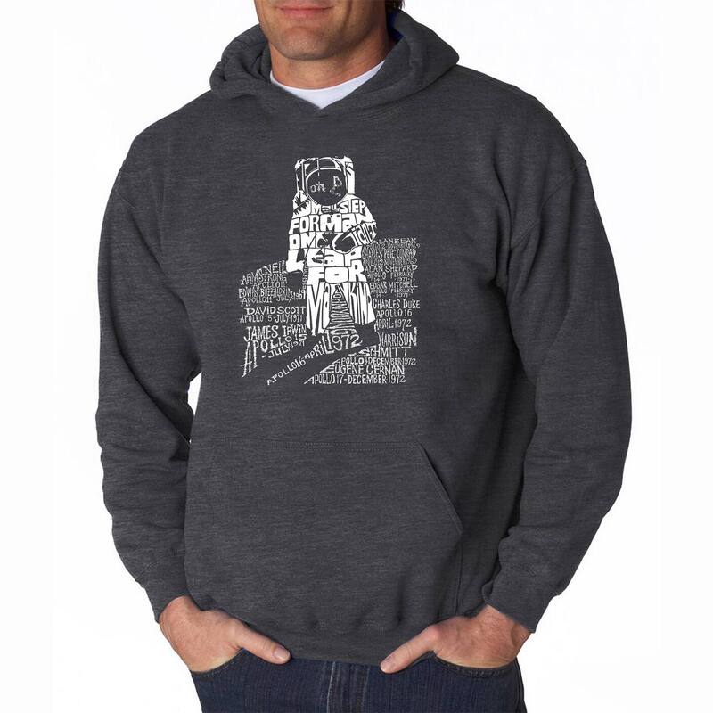 エルエーポップアート レディース トップス プルオーバー 流汗 天使の都市 Pop Art Astronaut - Mens Word Art Hooded Sweatshirt Grey 薄墨色