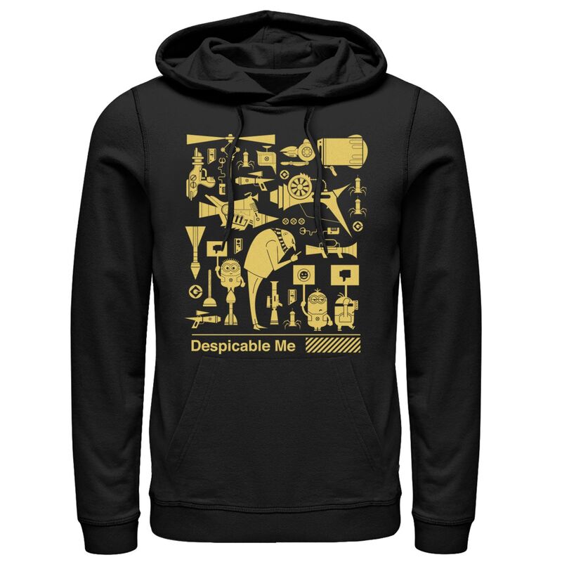 アニメキャラクター レディース トップス Tシャツ パーカー Licensed Character Men's Despicable Me Gru Plans Pull-Over Hoodie Black ブラック