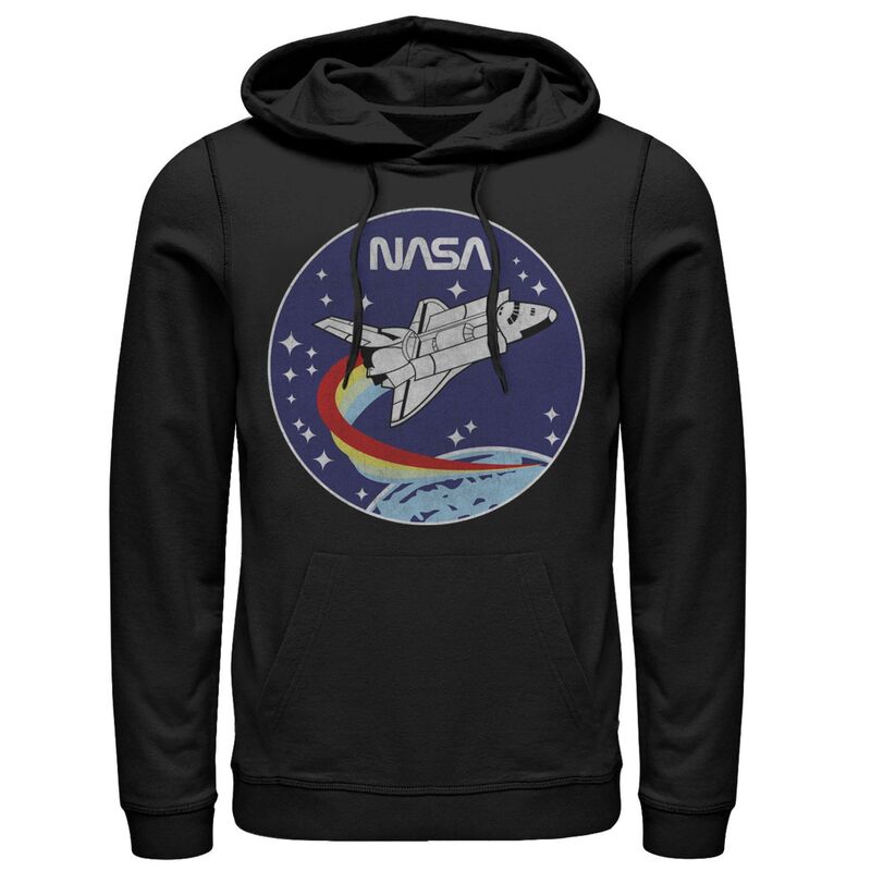 アニメキャラクター レディース トップス Tシャツ パーカー Licensed Character Men's NASA Shuttle Launch Orbit Circle Patchoodie Black ブラック