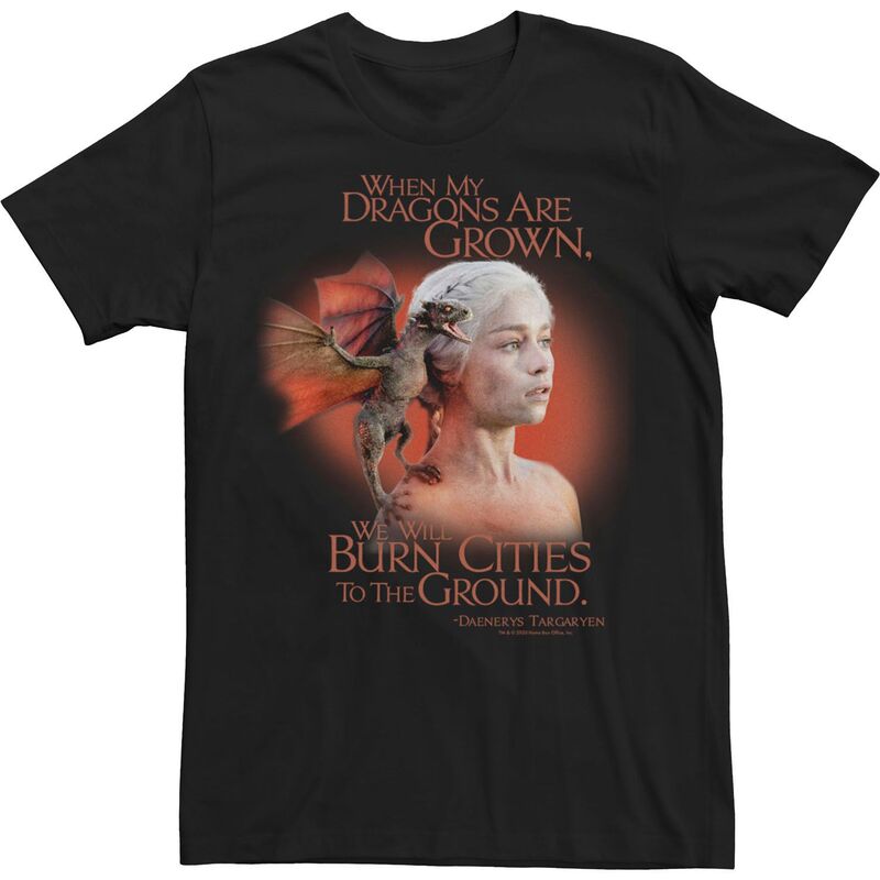 アニメキャラクター レディース トップス Tシャツ Licensed Character Men's Game Of Thrones Daenerys We Will Burn Cities Tee Black ブラック