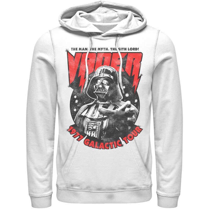 アニメキャラクター レディース トップス Tシャツ パーカー Licensed Character Men'star Wars Vader 1977 Galactic Tour Metal Poster Hoodie White ホワイト｜ReVida 店