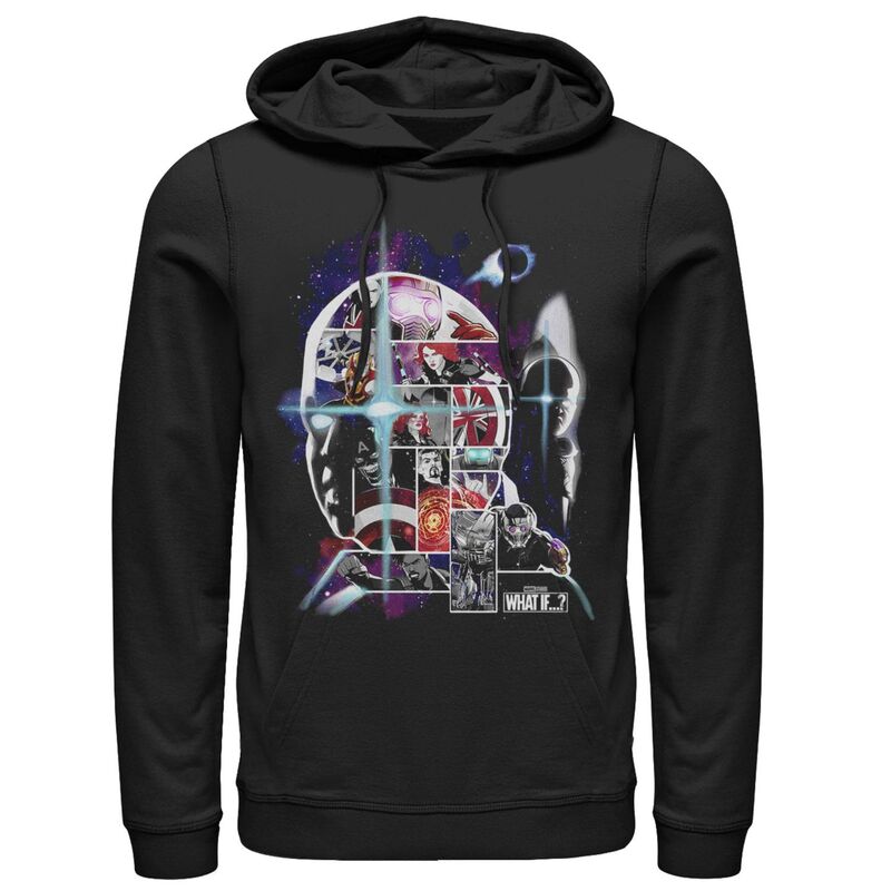アニメキャラクター レディース トップス Tシャツ パーカー Licensed Character Men's Marvel What If Watcher Collage Hoodie Black ブラック