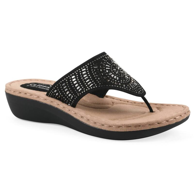 クリフバイホワイトマウンテン レディース シューズ サンダル Cliffs By White Mountain Cienna Women's Thong Sandals Black Fabric ブラック