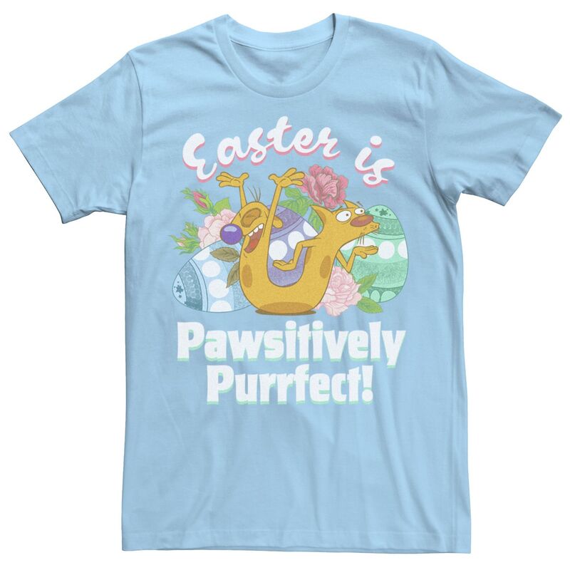 アニメキャラクター レディース トップス Tシャツ Licensed Character Men's Nickelodeon CatDog Easter Is Pawsitively Purrfectee Light Blue ブルー 6,825円