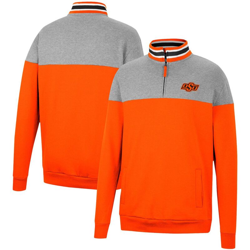 コロシアム レディース アウター ジャケット・ブルゾン Men's Colosseum Heathered Gray/Orange Oklahoma State Cowboys Be the Ball Quarter-Zip Top Oks Orange オレンジ