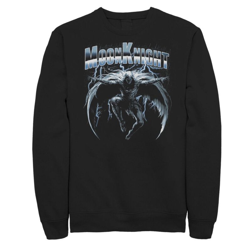 アニメ文字記号 レディース トップス プルオーバー トール フリース グラフィック Licensed Character Big \u0026 Tall Marvel Moon Knight Leaping Knight Dark Rain Graphic Fleece Black 黒いこと