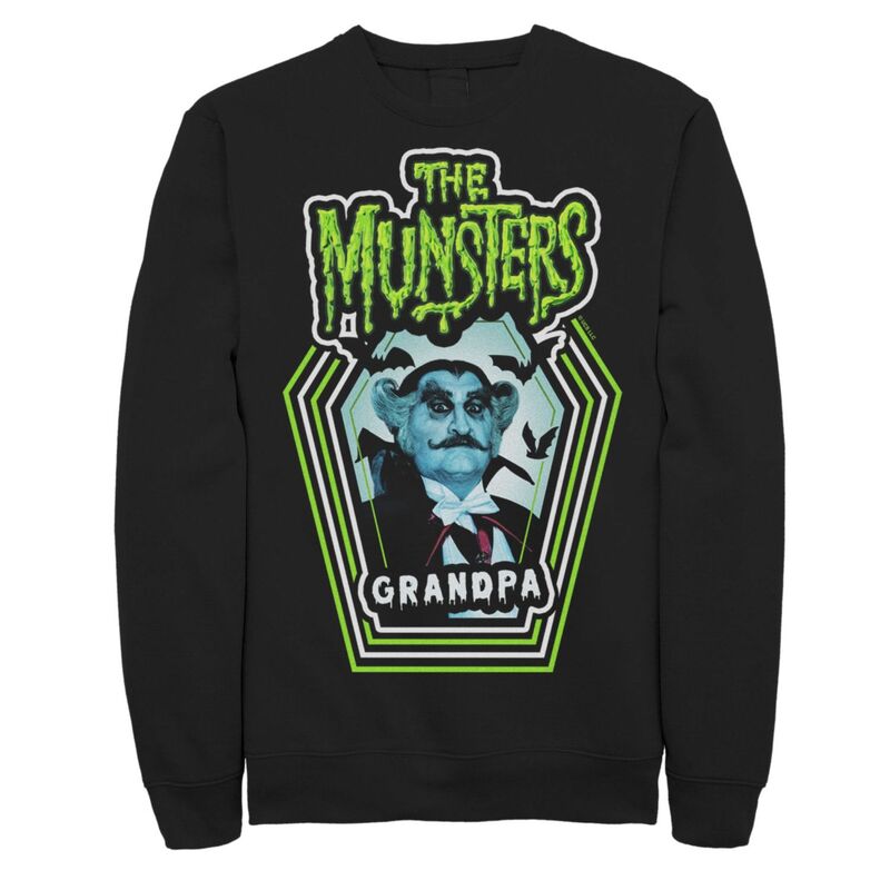 アニメ文字記号 レディース トップス プルオーバー スウェットール フリース Licensed Character Big \u0026 Tall The Munsters Grandpa Fleece Sweatshirt Black 黒いこと