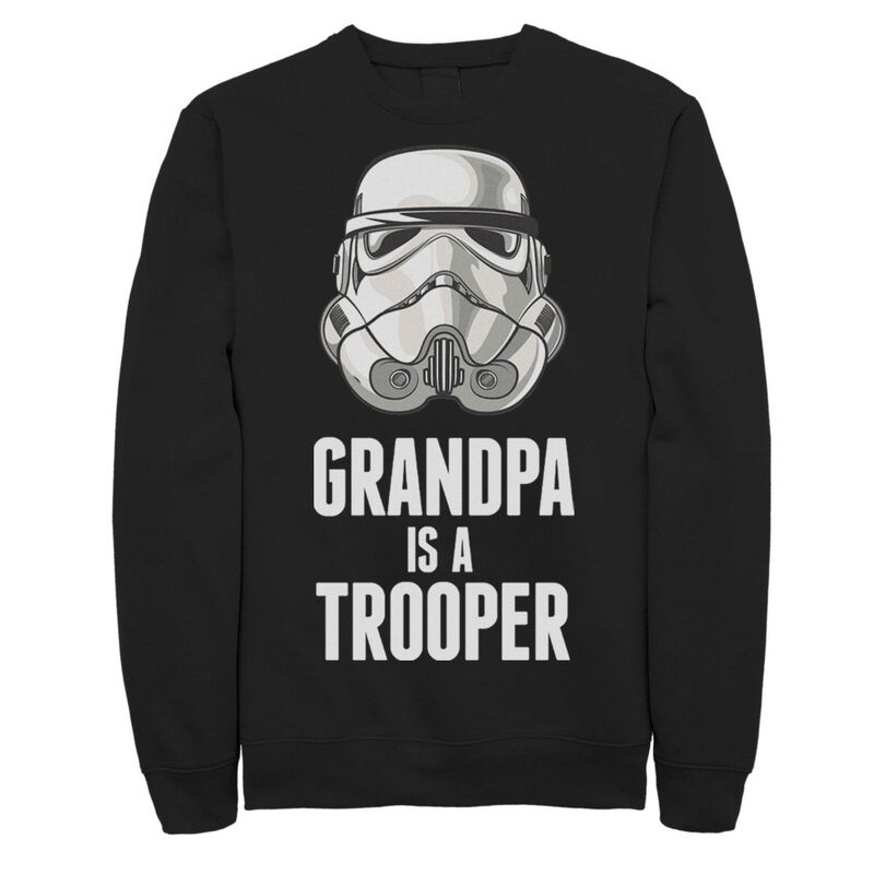 アニメ文字記号 レディース トップス ティーシャツ フリース グラフィック Licensed Character Men\u0027star Warstormtrooper Grandpa Trooper Graphic Fleece Black 黒いこと Tシャツ・カットソー-レディースファッション
